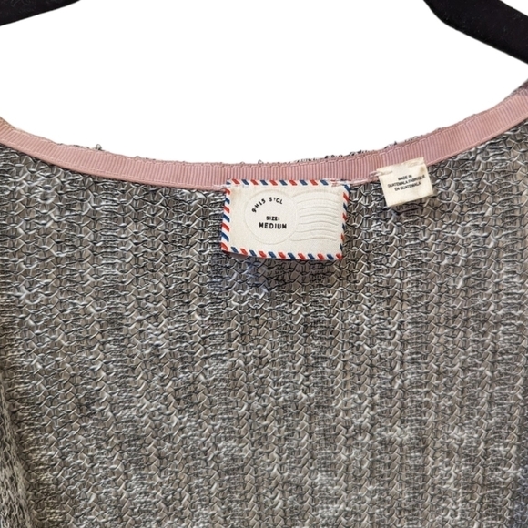 Anthropologie Postage Stamp Long Gray Duster Mixed Knit Cardigan (M) - Picture 3 of 4